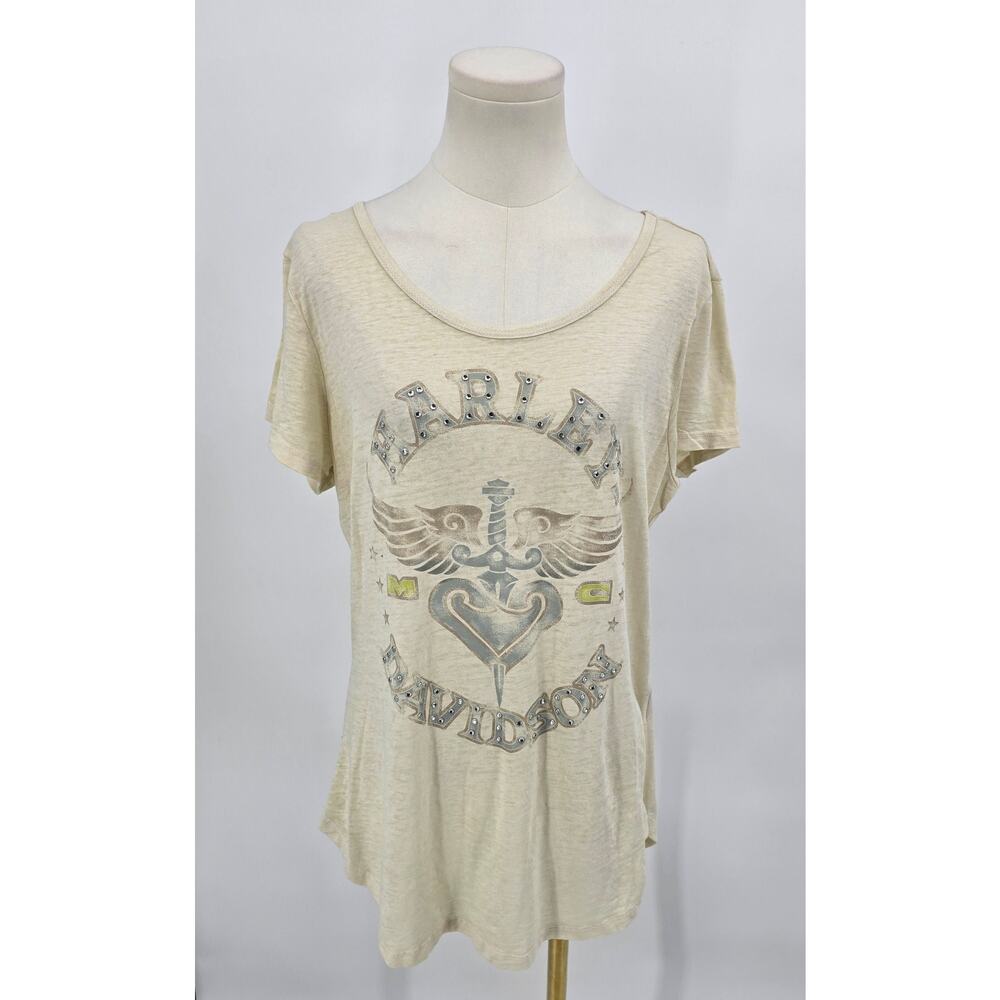 Y2K Harley-Davidson Winged Heart Studded Graphic Tee